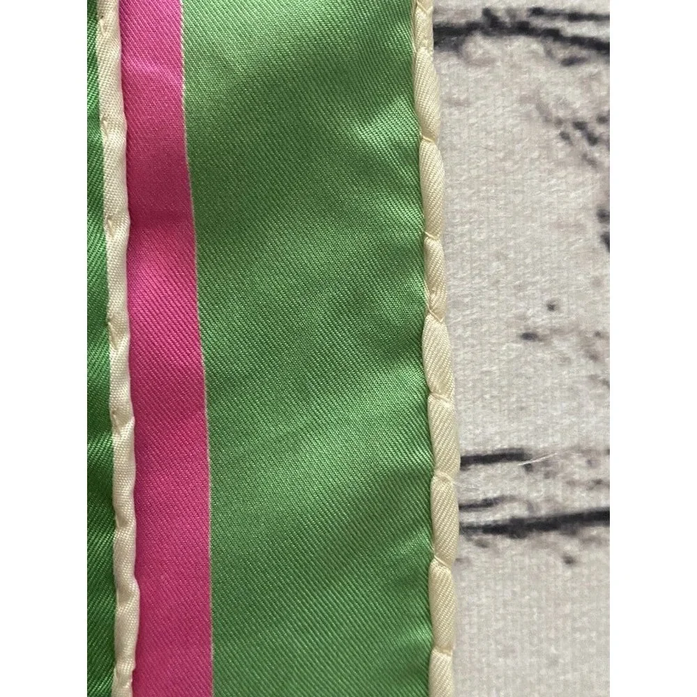 Burmel Vintage 1960's Pink Green Stripe Hand Rolled All Silk Scarf 13x68 Italy - Picture 5 of 16